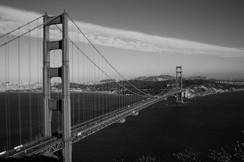 Suspension Bridge in Black and White