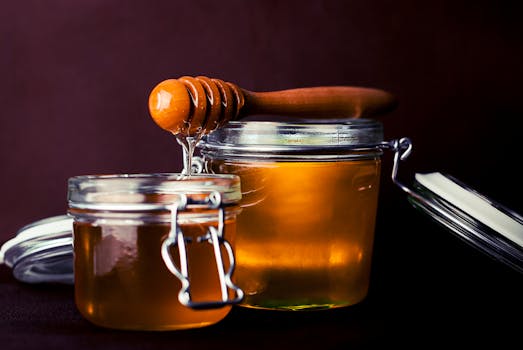 Free stock photo of spoon, glass, honey, jar