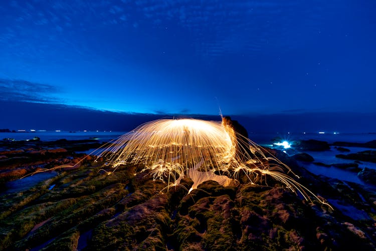 Steel Wool Spinning At Night