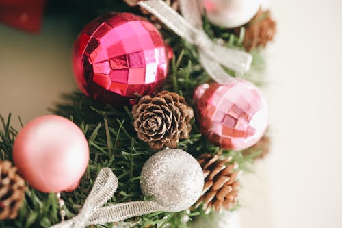 Pink and Silver Christmas Baubles