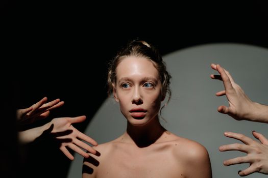 Topless Woman With Black Hair