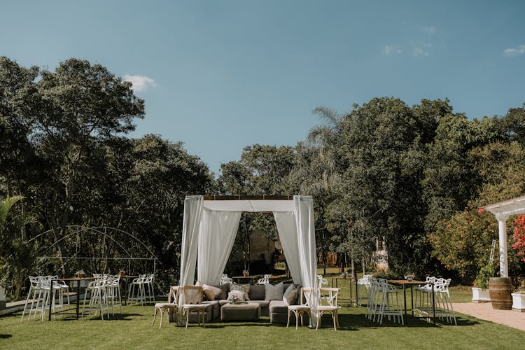 Decorated Couch And Chairs On Lawn