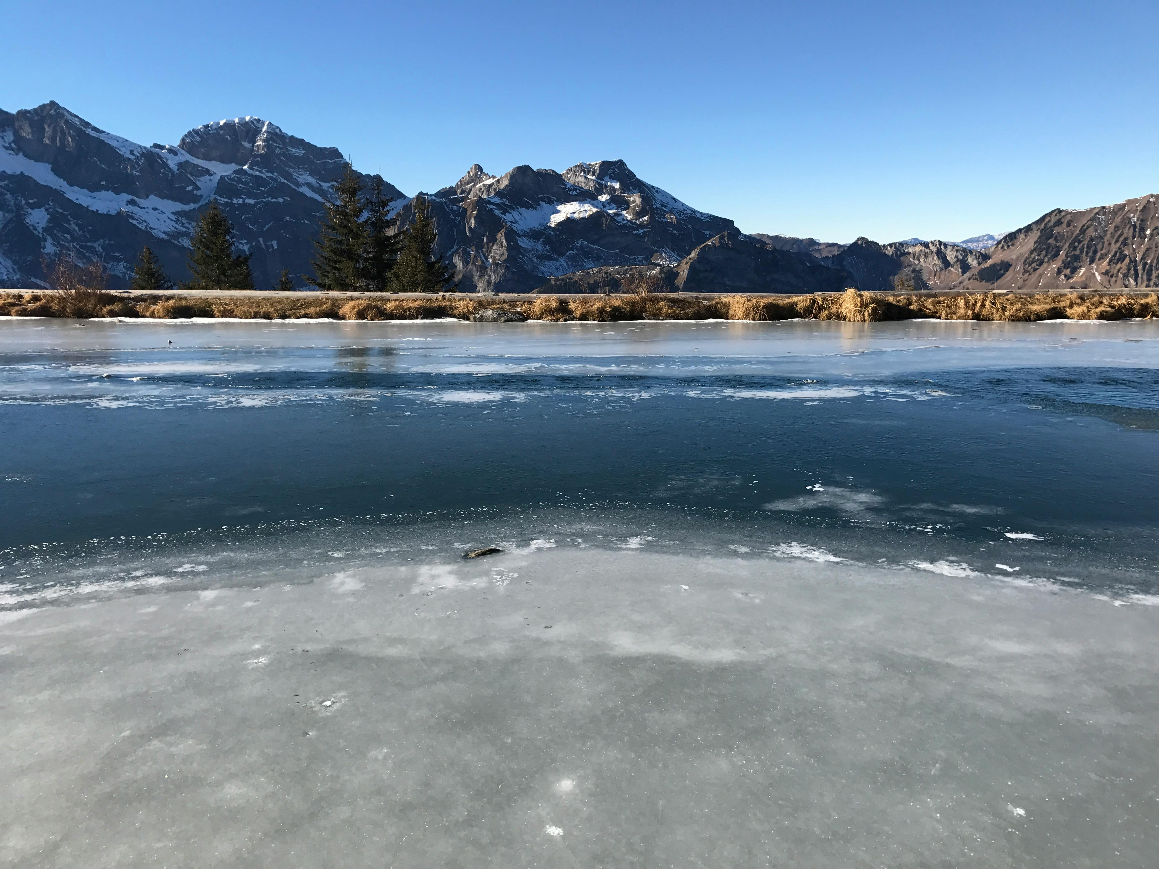 Free stock photo of alpine lake, ice, mountains