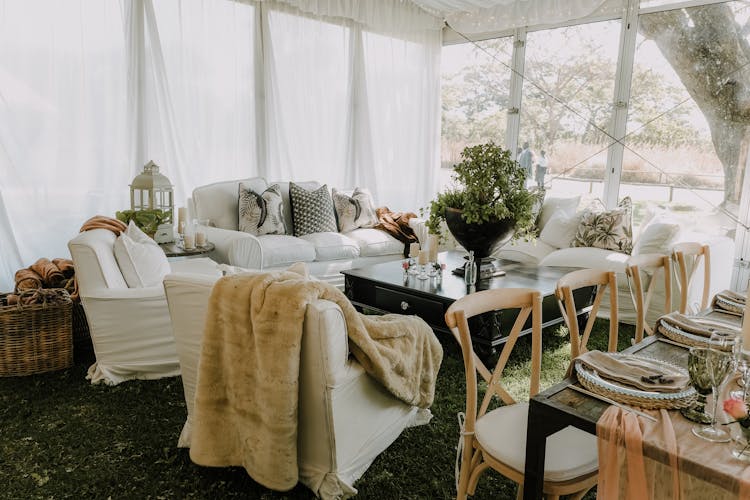 Outdoor Dinner Setting In A Tent 