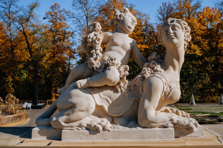 Sculptures In The King John III Palace Museum, Wilanow, Warsaw, Poland 