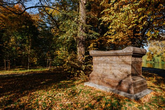 Sarcophagus in the Wilanow Park, Wilanow, Warsaw, Poland