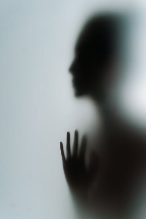 Silhouette of Person's Hand and Face Profile