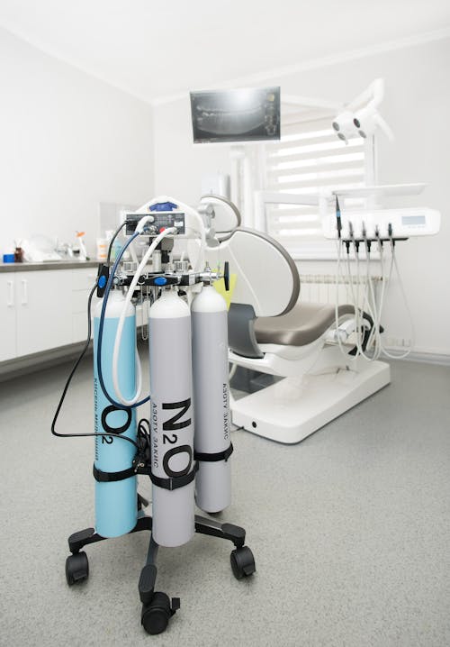 Tanks with Oxygen and Nitrous Oxide in Dental Office