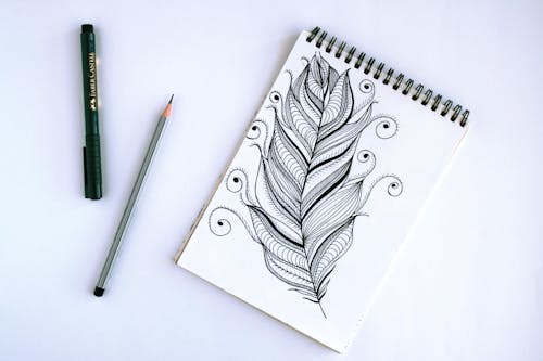 Spring Book With Feather Sketch
