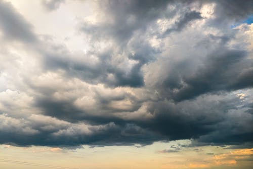 Gray clouds on overcast sky