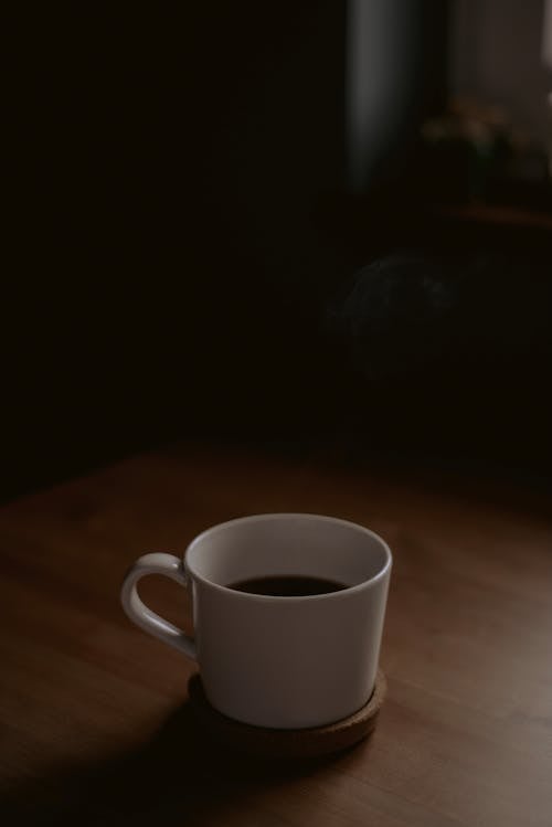 Free White Ceramic Cup of Coffee Stock Photo