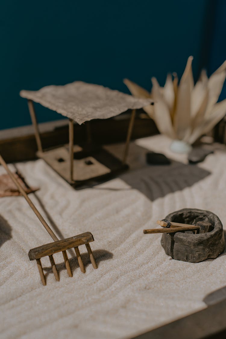 Rake In The Sand Of A Zen Garden