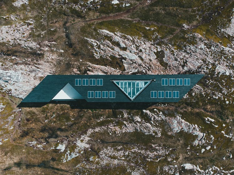 Top View Of A Roof With Solar Panels