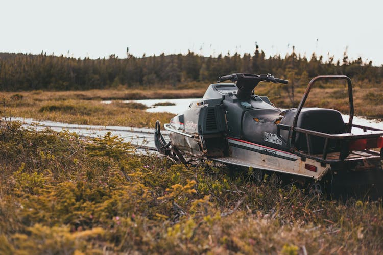 Old And Rusty Snowmobile 