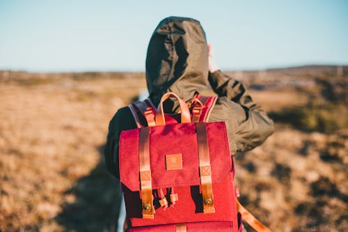 Back View of a Woman Wearing a Backpack Outdoors 