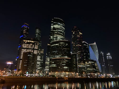 High-Rise Buildings in the City at Night