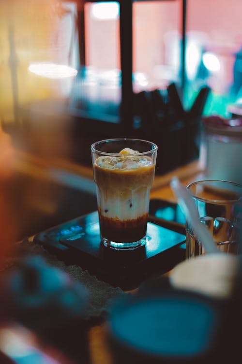 An Iced Coffee in a Clear Glass