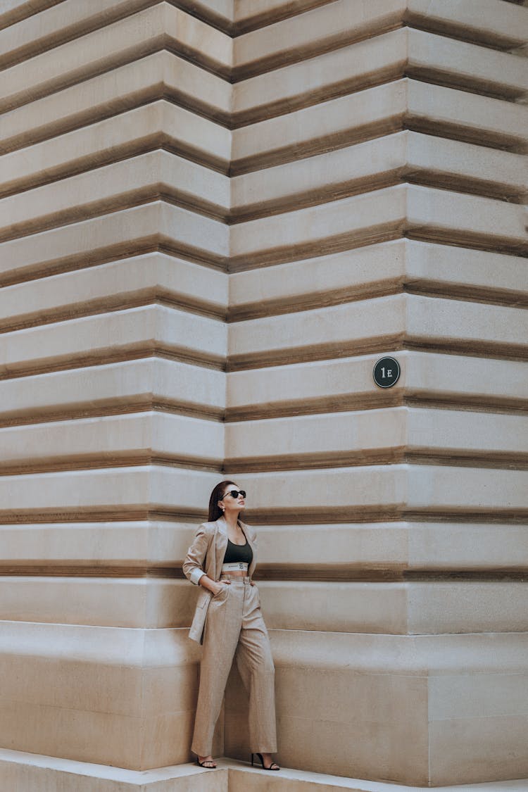 Trendy Woman Near Modern Building