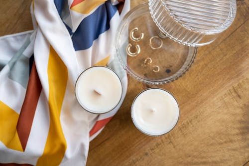 Close-up of Candles on Wooden Table