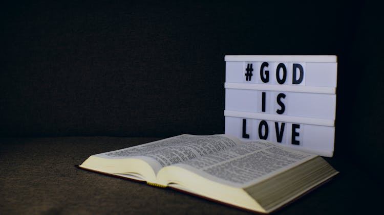 Bible With Slogan God Is Love