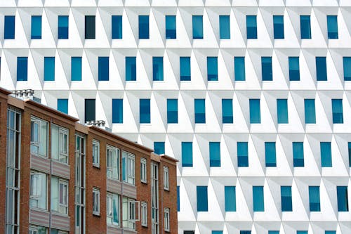 Office Building Facade and an Apartment Building Facade 