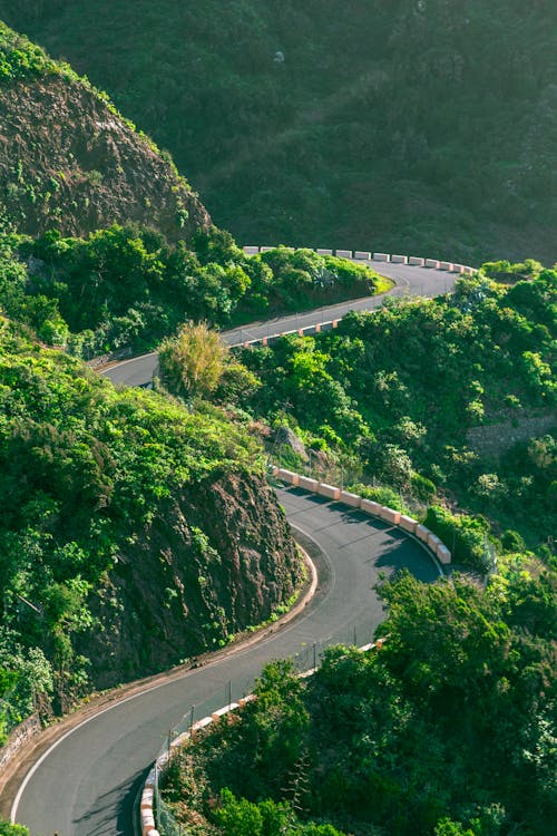 Gray Concrete Zigzag Road on the Mountain