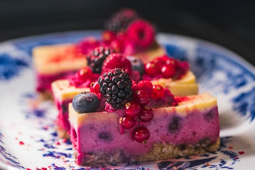 Free Cake With Berries on Plate Stock Photo
