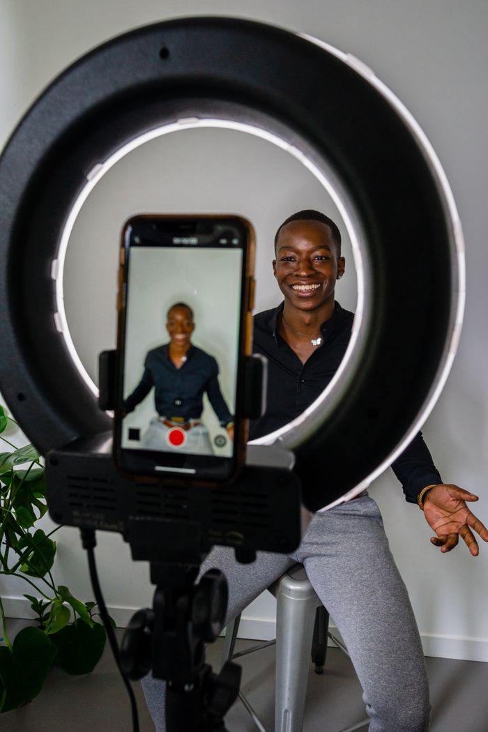 Founder recording a video testimonial indoors — photo by PNW Production on Pexels
