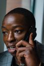Close-up of a Man Talking on the Phone