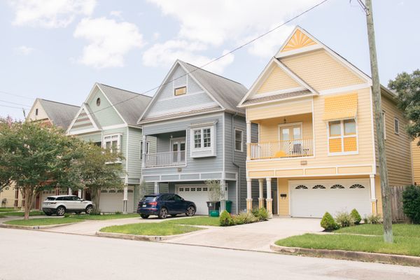 Colorful residential homes in a Texas neighborhood
