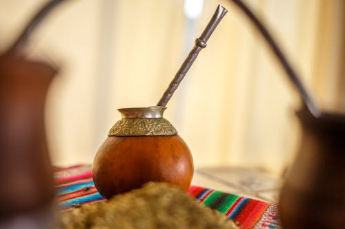 Yerba Mate Cup on Colorful Fabric