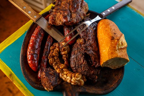 Free Mouth Watering Grilled Barbeque Meat  Stock Photo