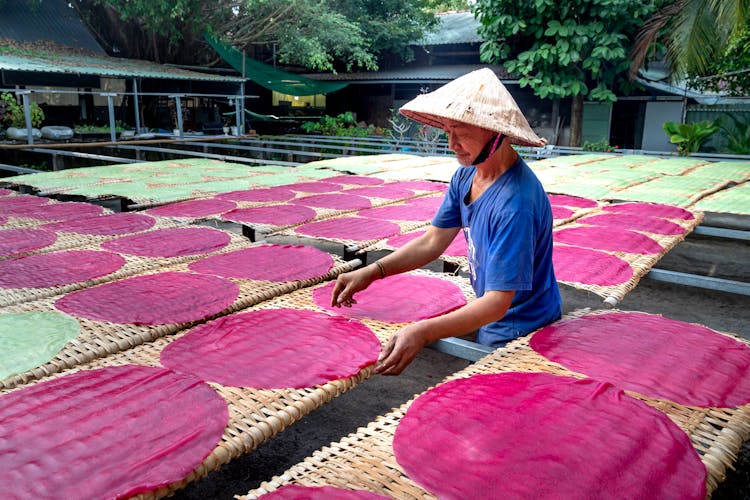 Man Drying Rice Paper