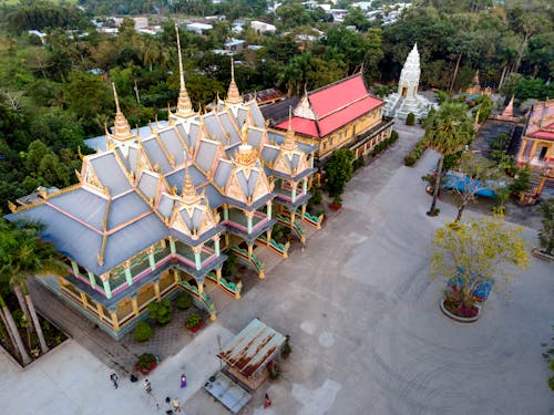 Drone Shot of Buddhist Temple