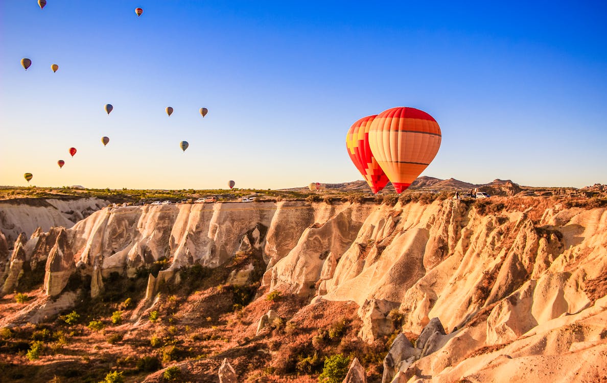 Hot Air Balloon  Flying on the Sky