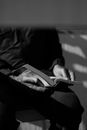 Grayscale Photo of Person Reading Book