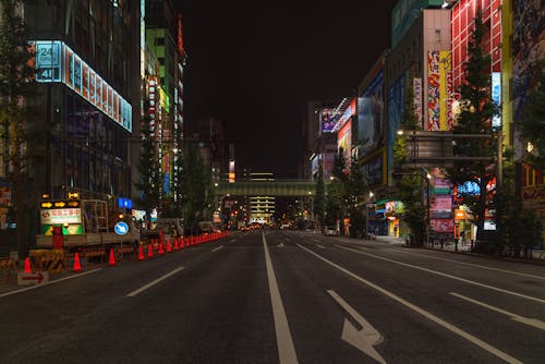 Free Empty Road in the City during Night Time Stock Photo