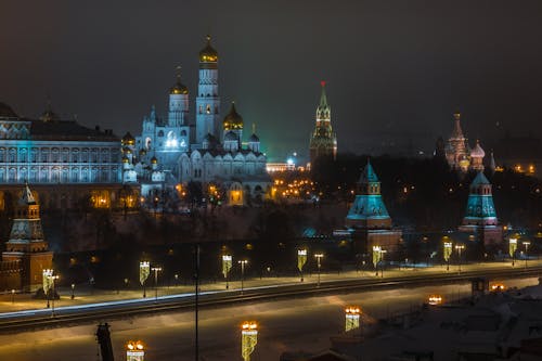 Free The Famous Moscow Kremlin at Night Stock Photo