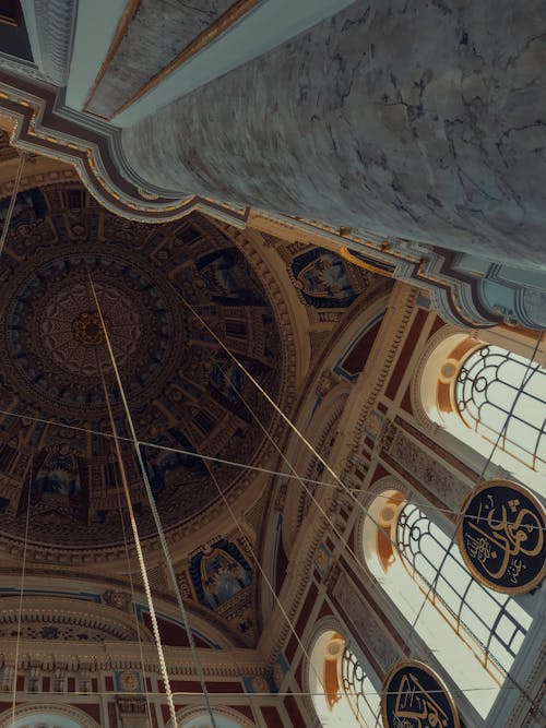 Low Angle Shot of Ceiling of a Monument 