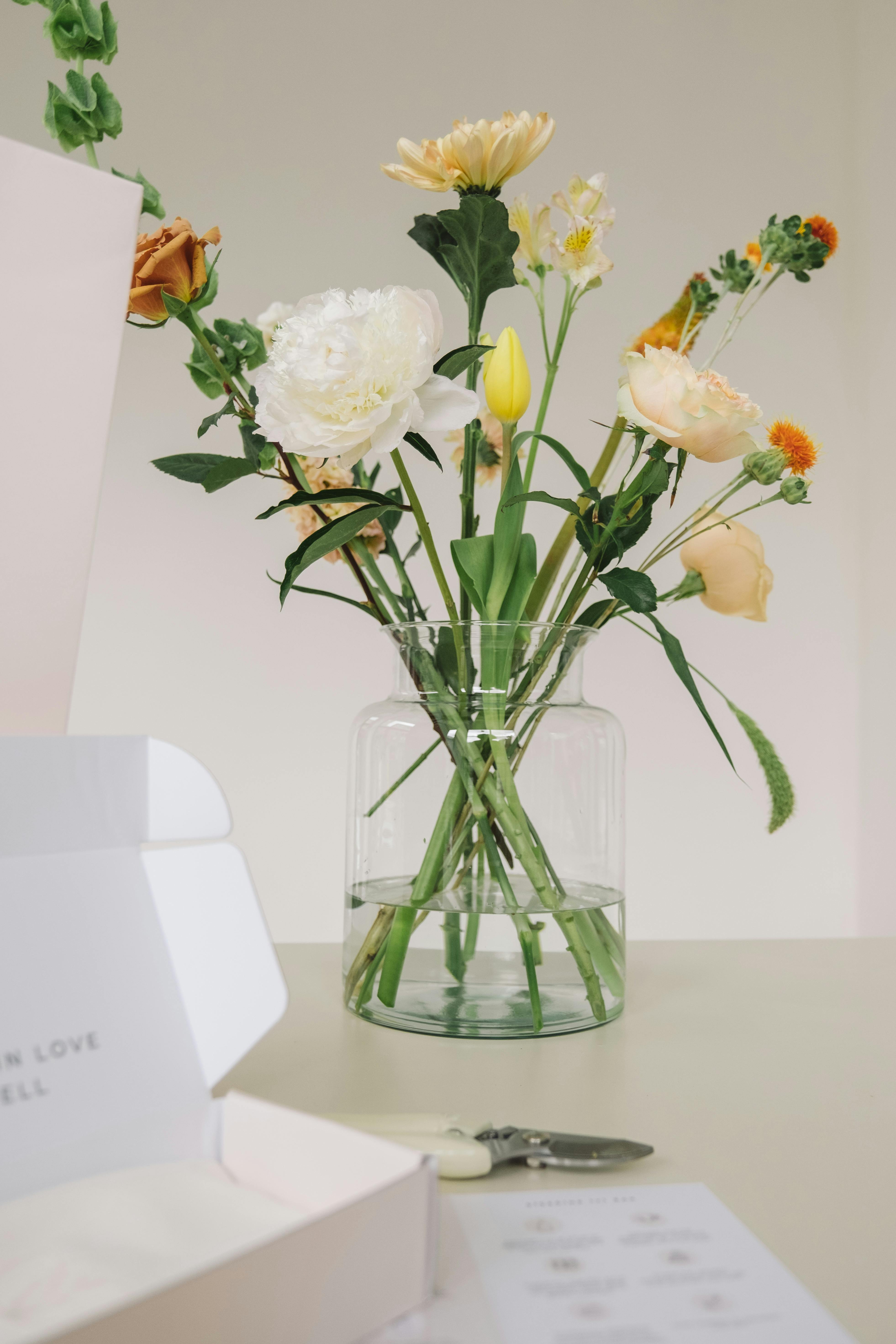 Beautiful floral arrangement in a glass vase, perfect for home decor and indoor aesthetics.
