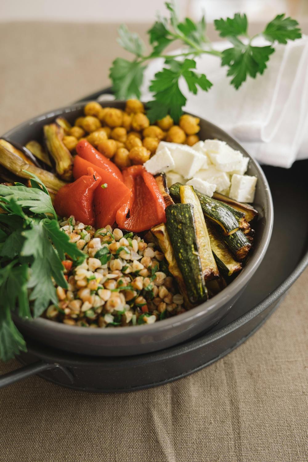 Feta and Roasted Vegetable Quinoa Bowl