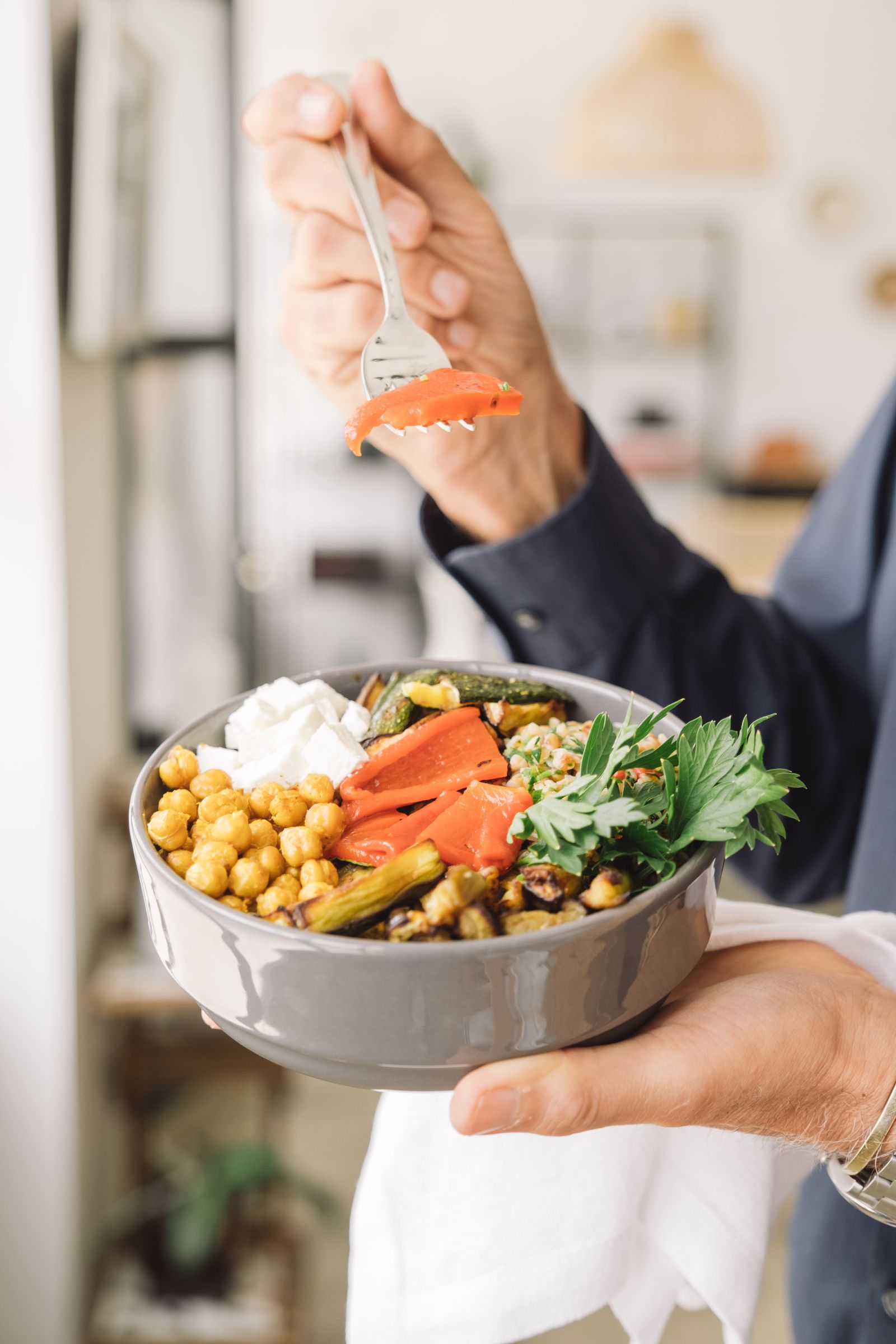 roasted vegetable bowls colorful healthy recipe