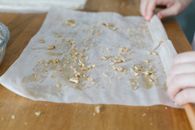 White and Brown Floral Textile