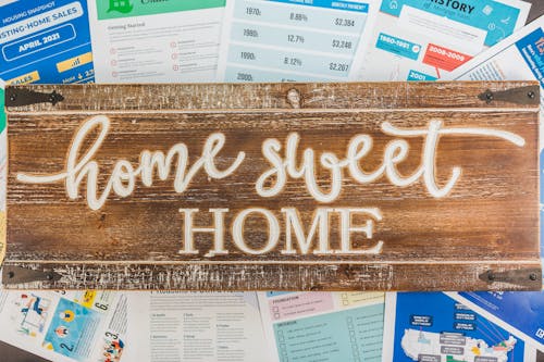 Free A Home Sweet Home Sign Etched on Wood Stock Photo