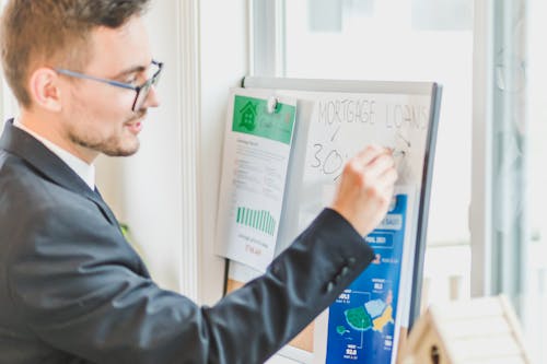 A Man Writing on the White Board