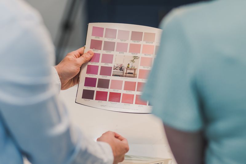 Customer reviewing design options