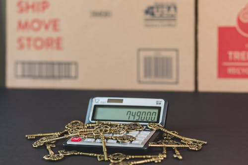 Free Gold Keys on the Calculator Stock Photo