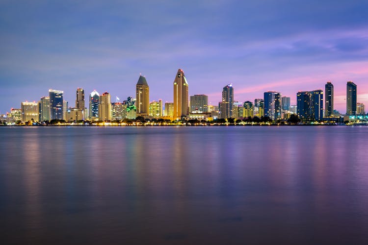 San Diego City Skyline At Dusk