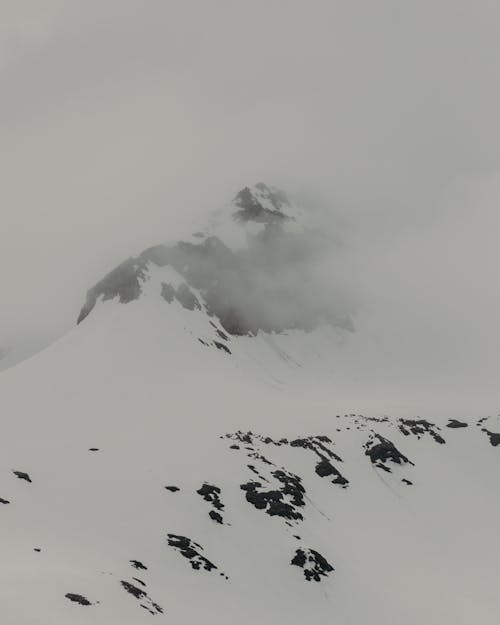 Mountain Completely Covered in Snow 