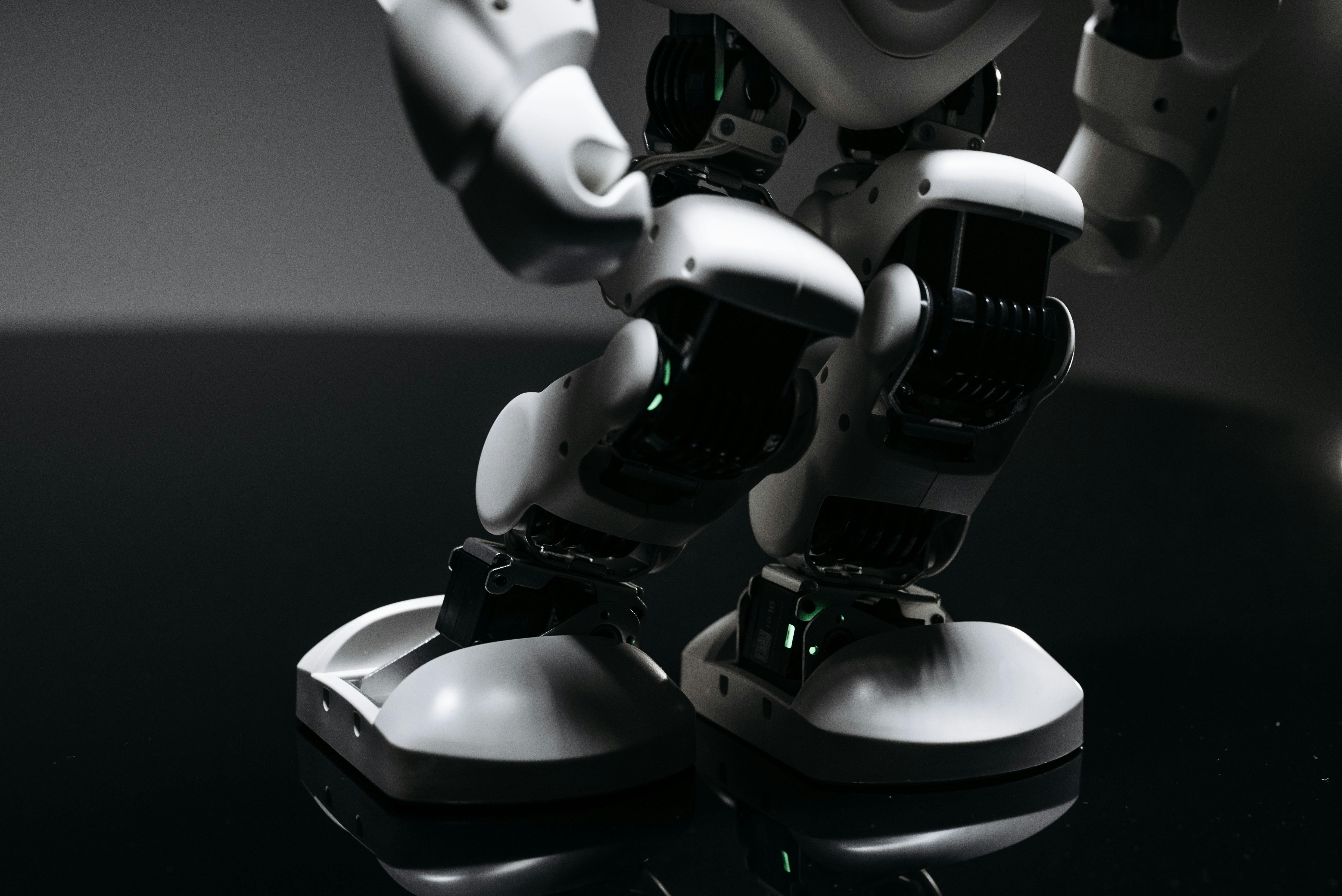 close up shot of white robot toy